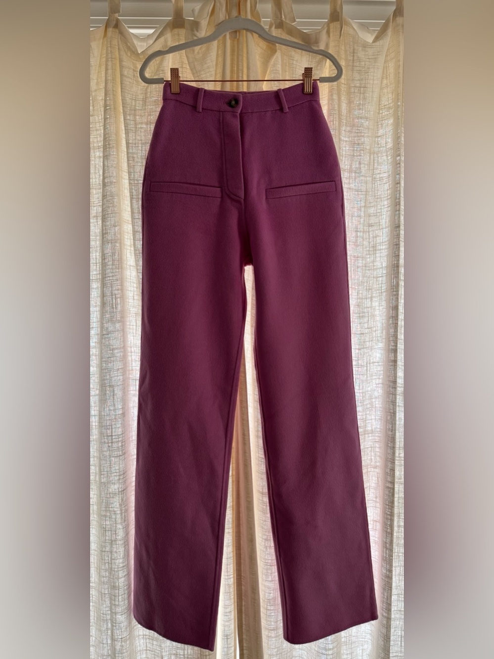 Nanushka Pink Flannel Button Fly Wide Leg Trousers Size XS 25" Waist - Picture 4 of 13